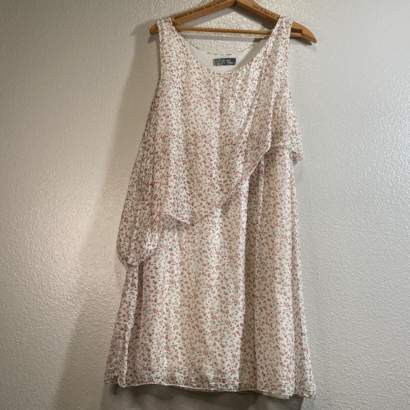 Vintage Le Temps Des Couleurs Romantic Ditsy Floral Asymmetric Silk Dress Sz S - Picture 3 of 10